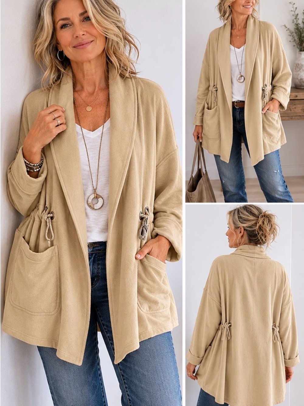Knox Rose Women’s Jacket, Light Mustard Shawl Collar, Weekends, Lounge, XL